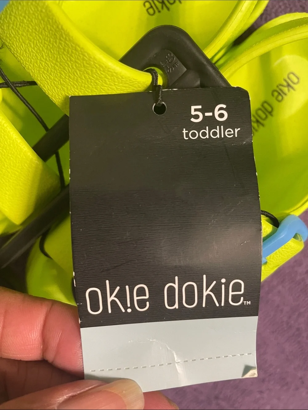 okie dokie Kids' Neon Green Sandals with Light Blue Buckles